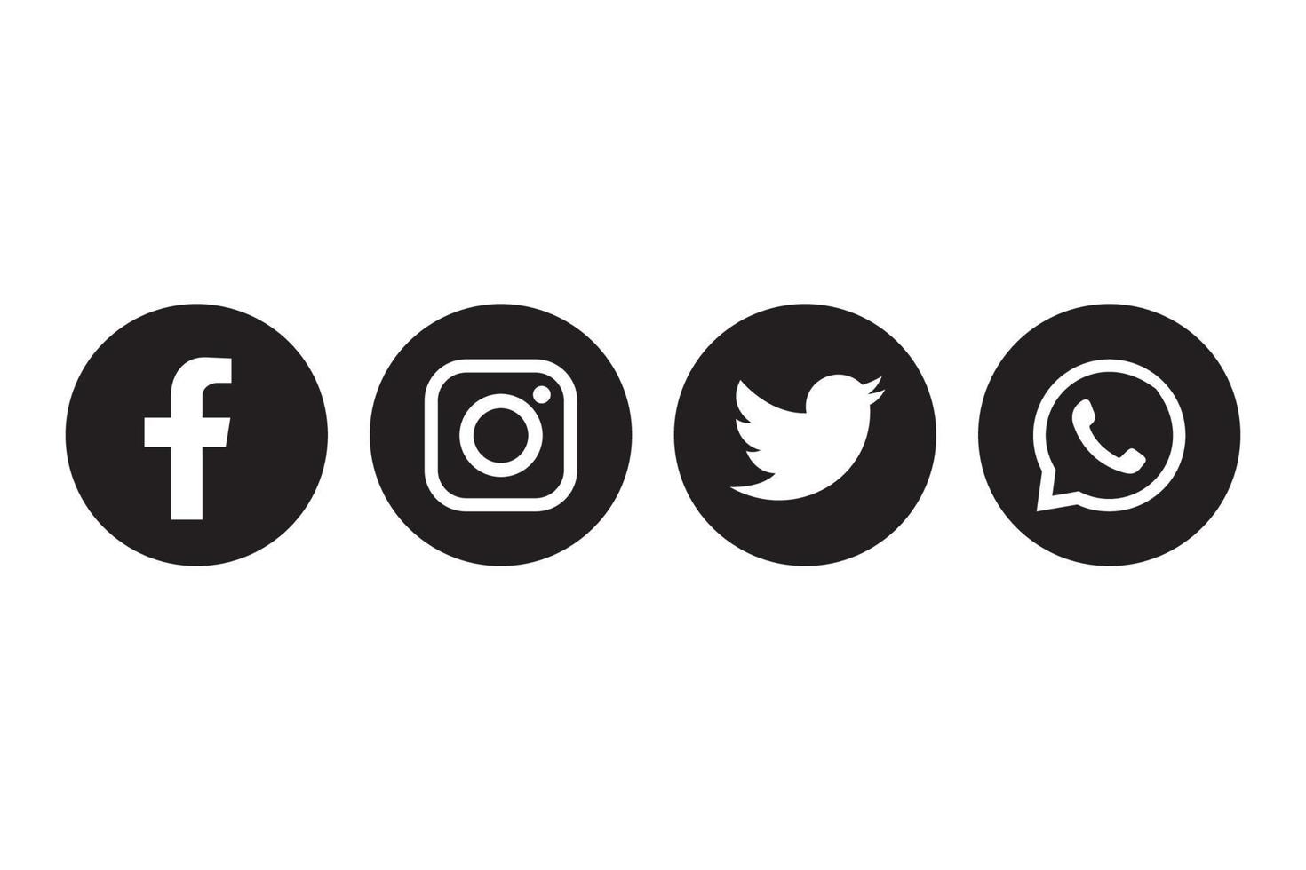 Facebook, instagram, twitter and whatsapp icon vector