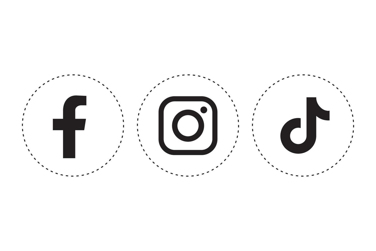 Facebook, instagram and tiktok icon vector