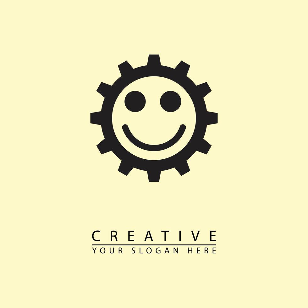 smile gear machine logo vector icon