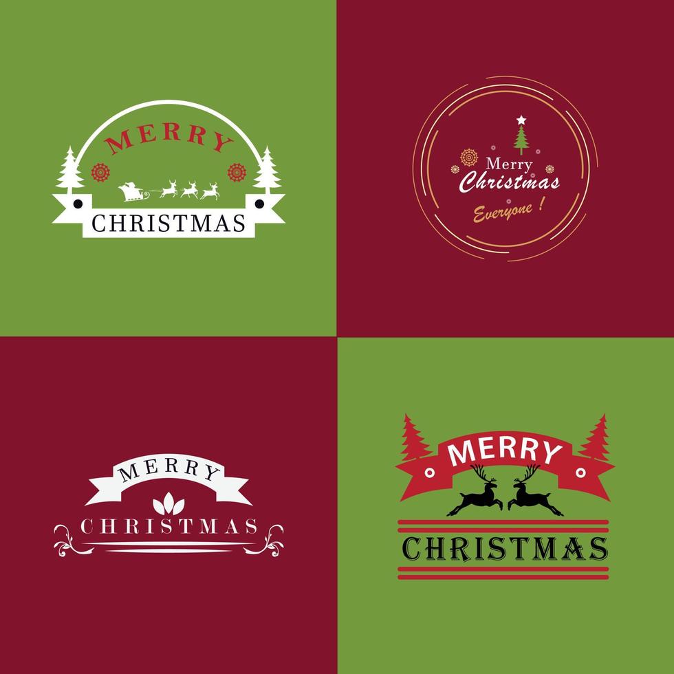 merry christmas logo set template vector