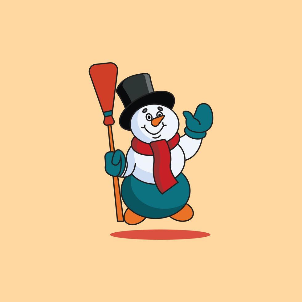 plantilla de logotipo de muñeco de nieve de feliz navidad vector