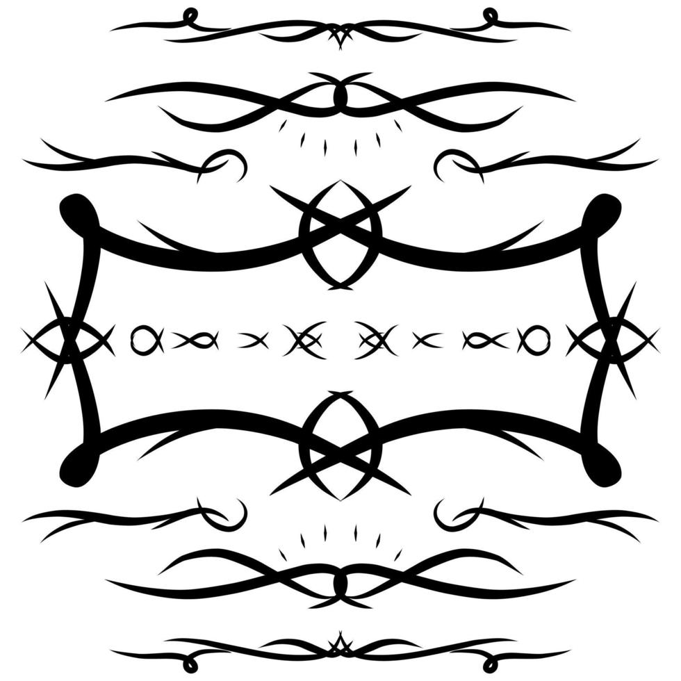 marco tribal abstracto, borde, motivo, tatuaje, adorno, conjunto de colección de decoración para web o elemento de diseño de impresión vector