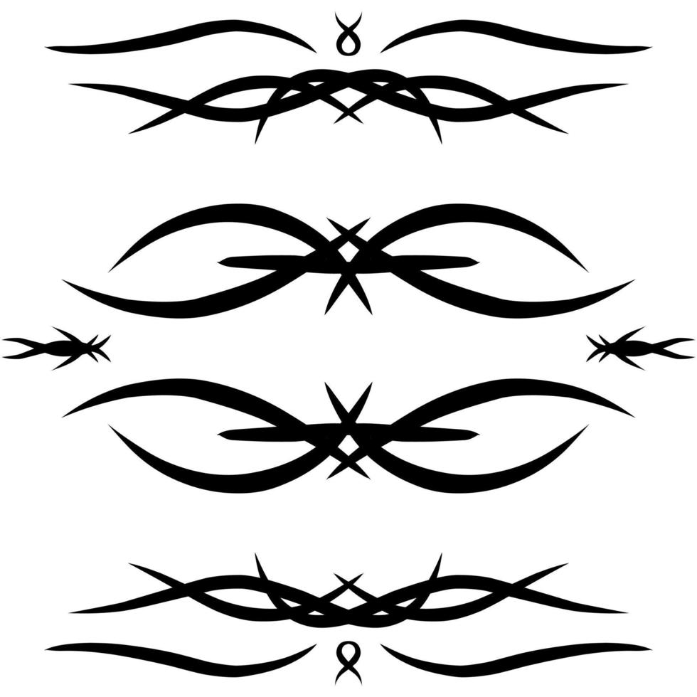 Abstract tribal frame, border, motif, tattoo, ornament, decoration collection set for web or print design element vector