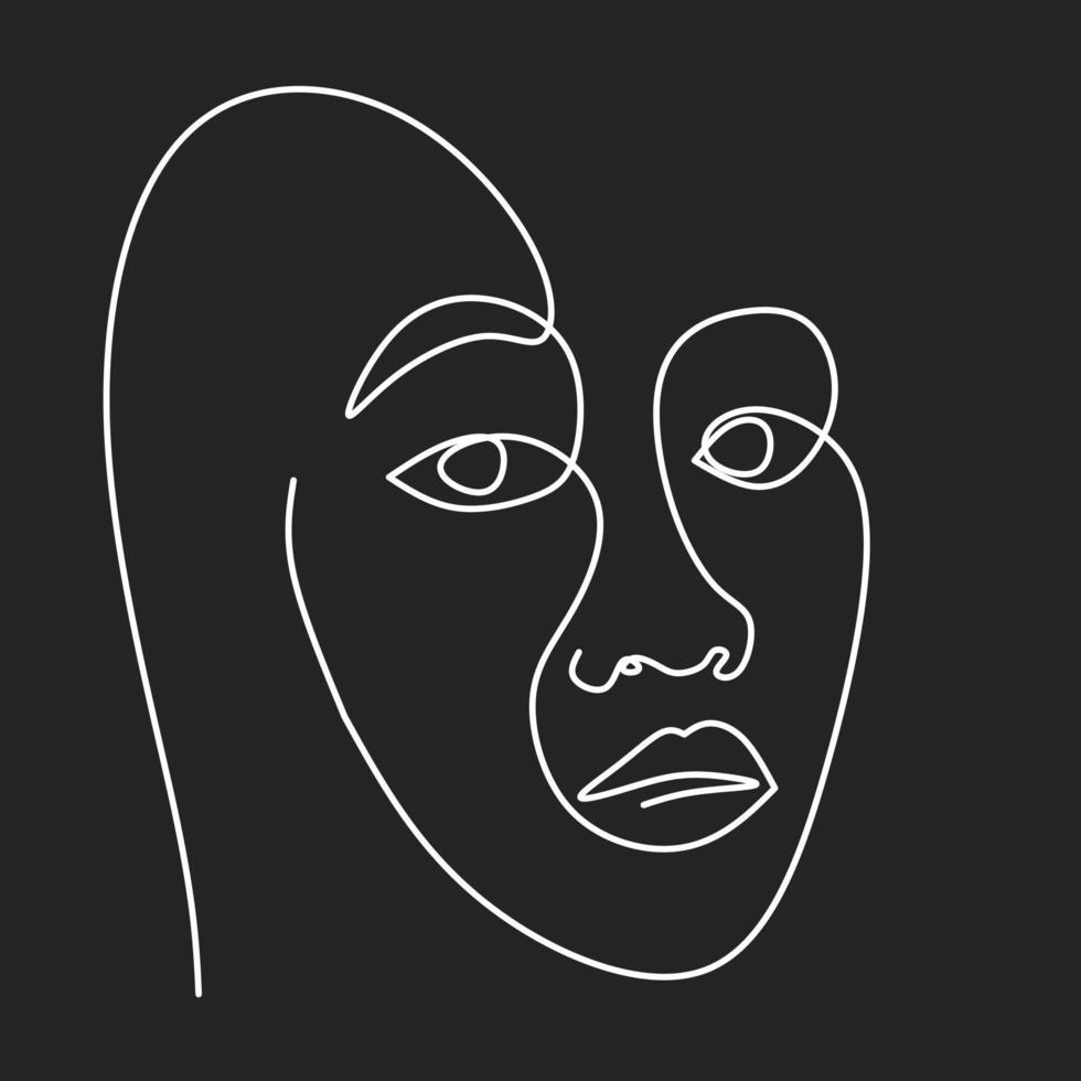 Abstract line art human face. Decorative woman profile. Vector for web or print element