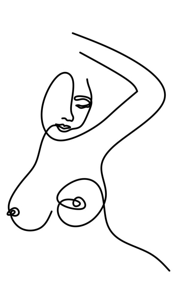 forma de cuerpo de mujer de arte de línea abstracta. ilustraciones decorativas de sexismo para elementos de diseño web o de impresión vector