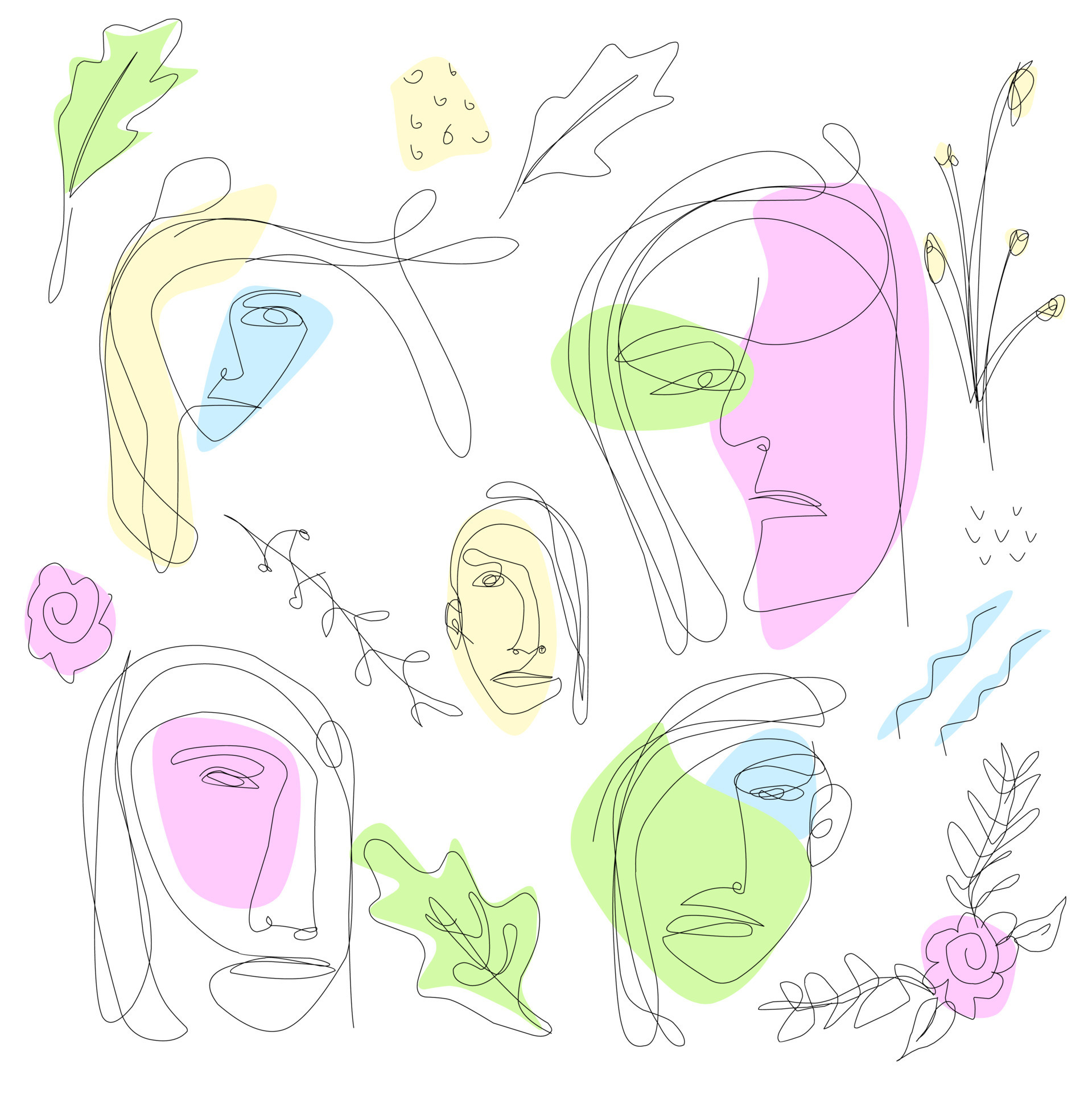 set of continuous line art face decoration for abstract background, wallpaper, cover, seamless pattern 15025510 Vector Art at Vecteezy set of continuous line art face decoration for abstract background, wallpaper, cover, seamless pattern 15025510 Vector Art at Vecteezy