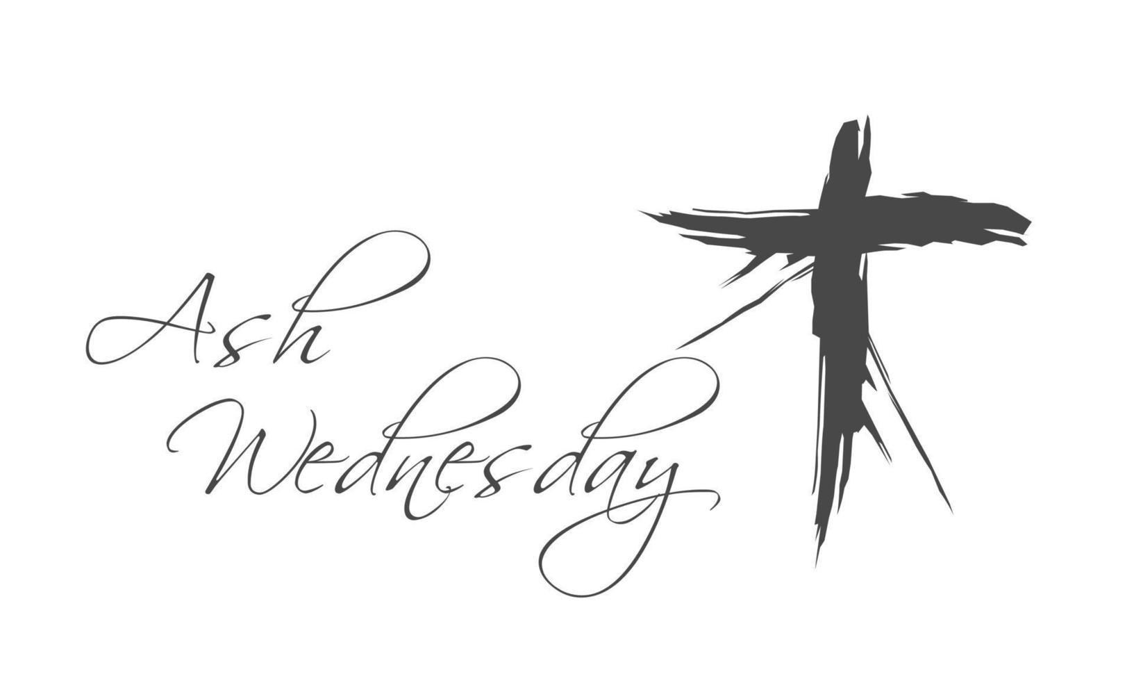 Abstract rough cross with text ash wednesday phrases vector