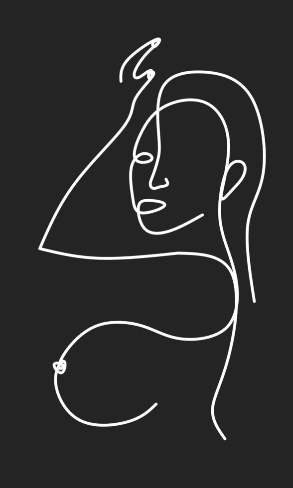 forma de cuerpo de mujer de arte de línea abstracta. ilustraciones decorativas de sexismo para elementos de diseño web o de impresión vector