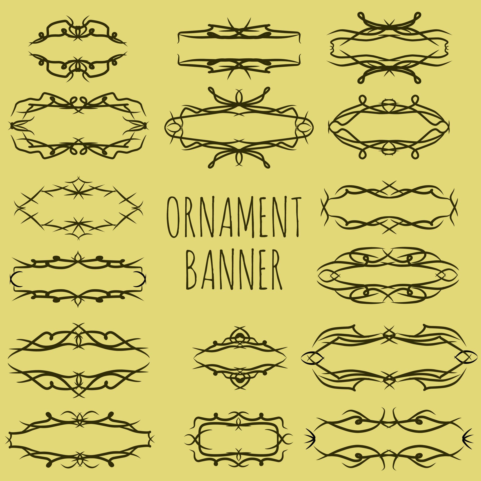 set of abstract calligraphy ornament banner for web or print vector