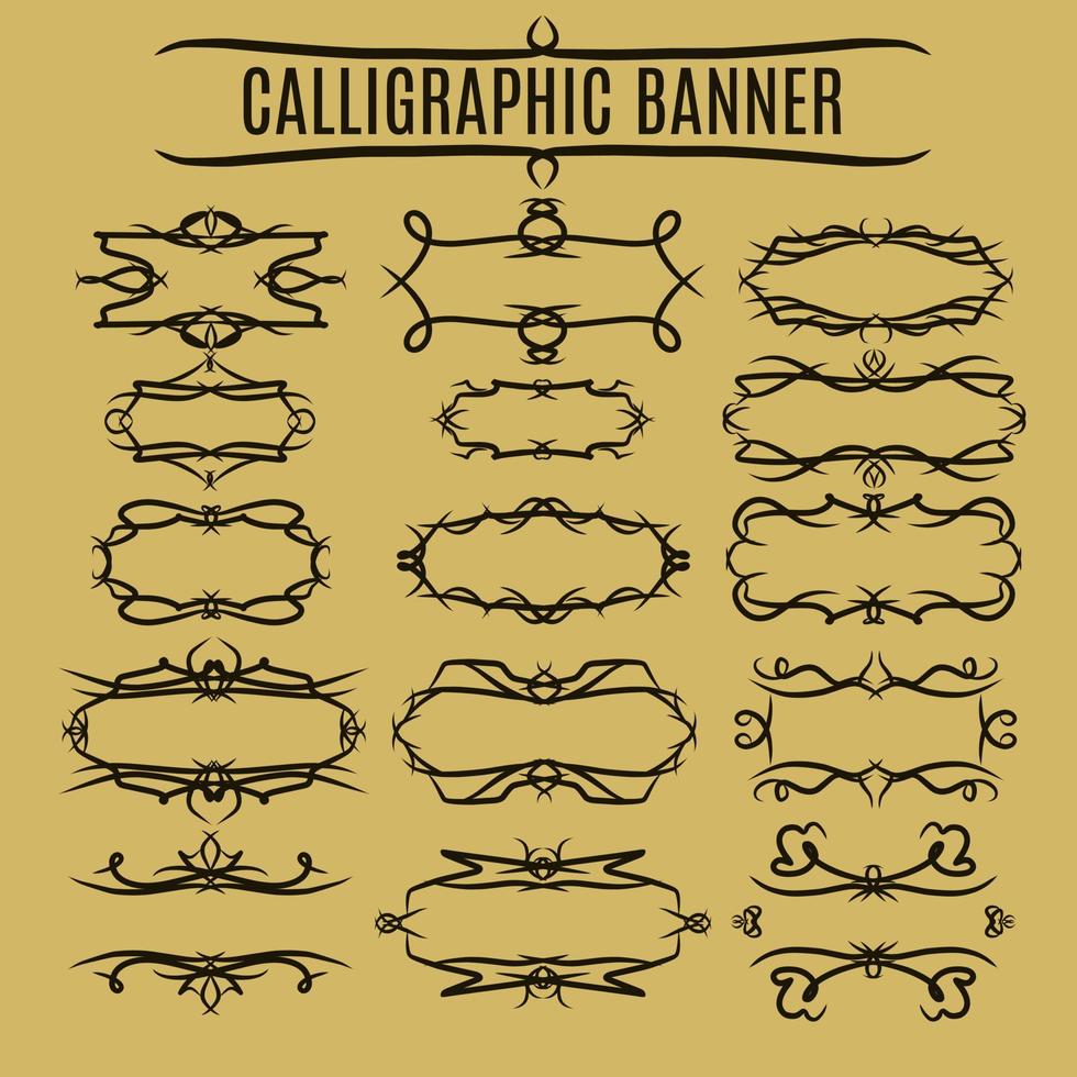 conjunto de banner de adorno de caligrafía abstracta para web o elemento de diseño de vector de impresión
