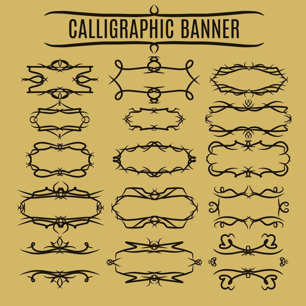 set of abstract calligraphy ornament banner for web or print vector design element
