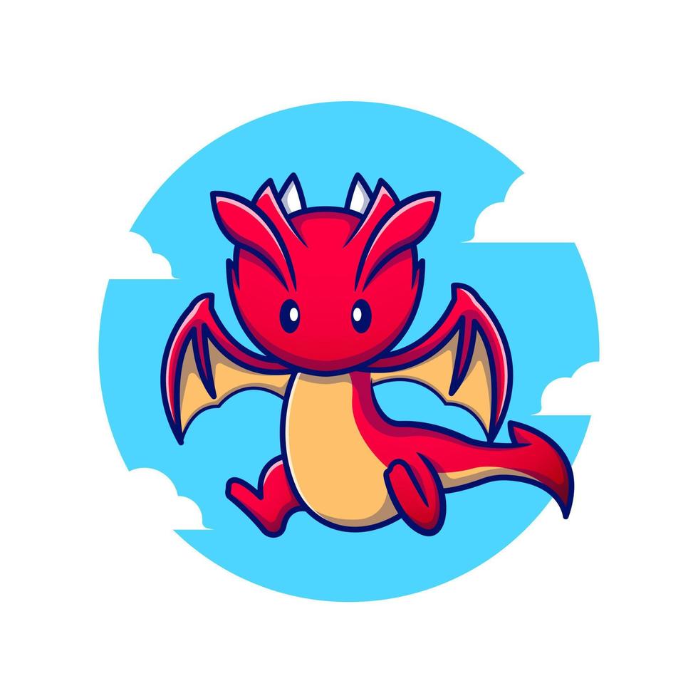 Cute Dragon Flying Cartoon Vector Icon Illustration. Animal Fantasy Icon Concept Isolated Premium Vector. Flat Cartoon Style