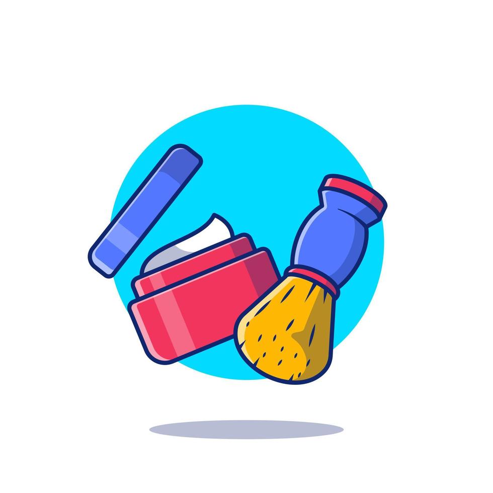 ilustración de icono de vector de dibujos animados de crema y cepillo de afeitar. peluquero herramientas icono concepto aislado premium vector. estilo de dibujos animados plana