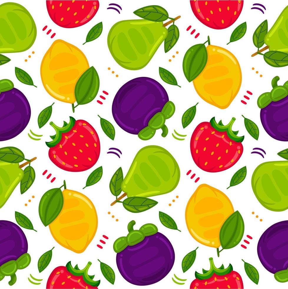 Fruits Seamless Pattern in Flat Design Style vector