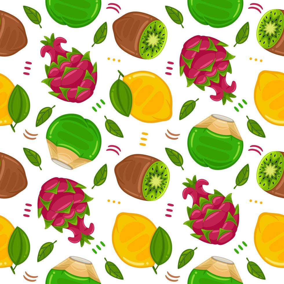 Fruits Seamless Pattern in Flat Design Style vector