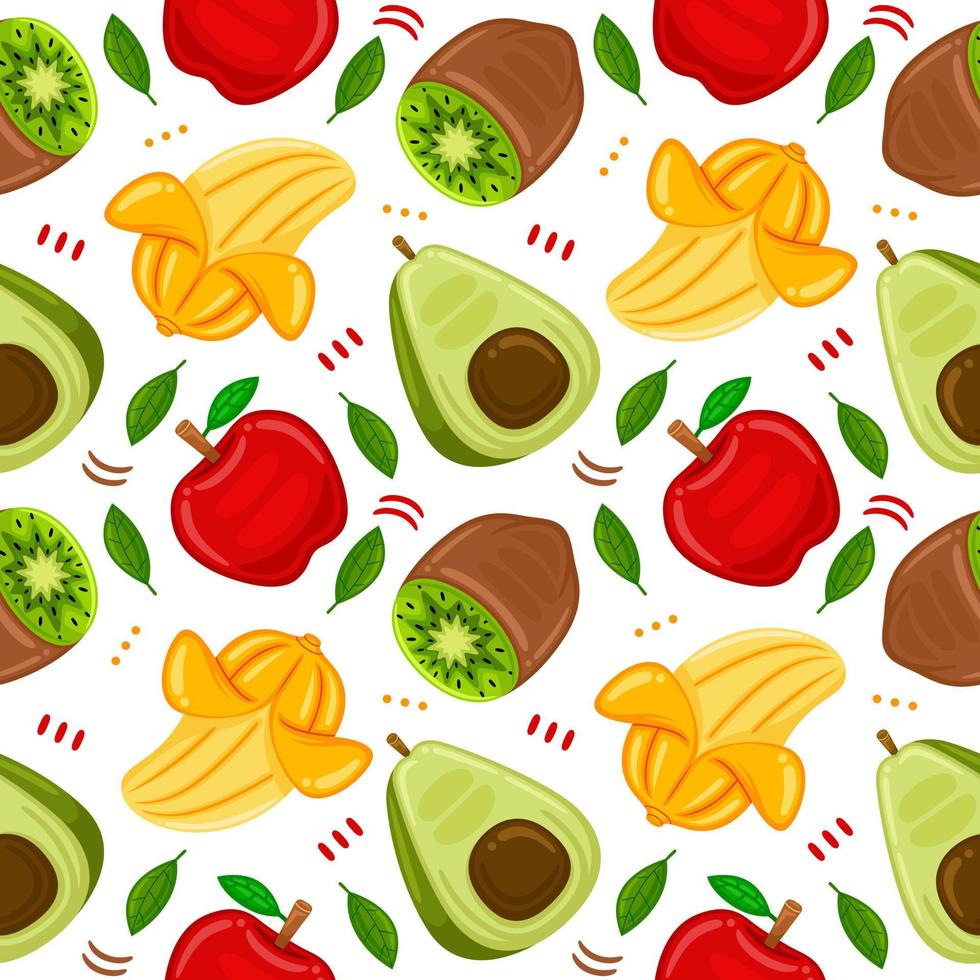 Fruits Seamless Pattern in Flat Design Style vector