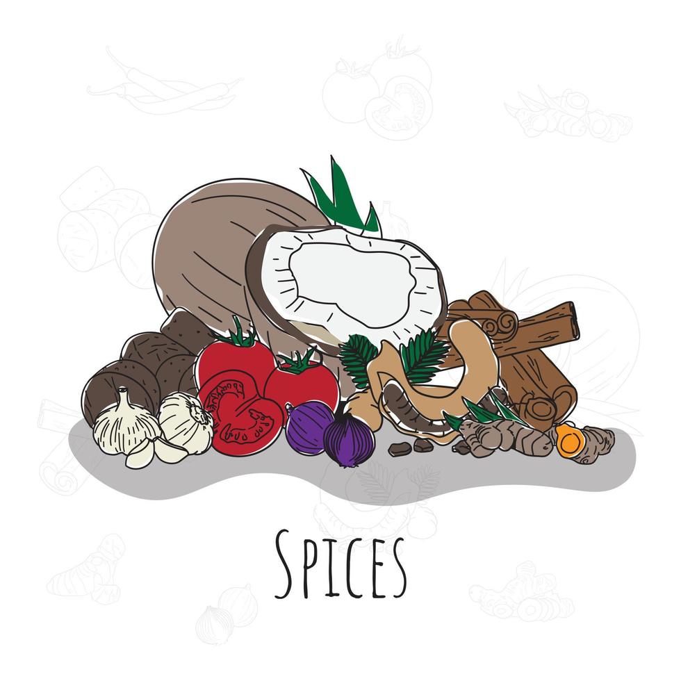 Doodle art of Spices vector illustration in drawing art design