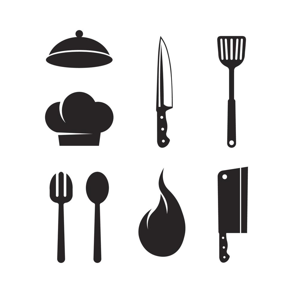 chef and hat logo vector design template set