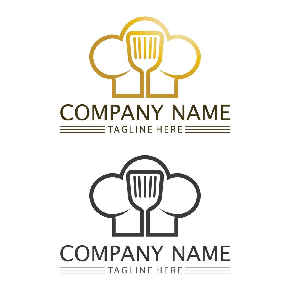 chef and hat logo vector design template set
