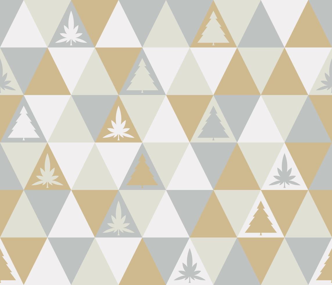 Patrón de fondo de árbol de Navidad de hoja de cannabis transparente vector