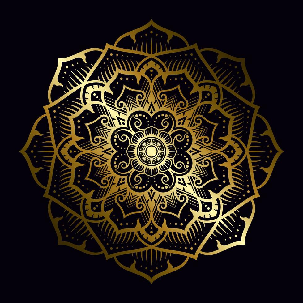Mandala Pattern Applied Thai Art Style With Golden Gradient vector