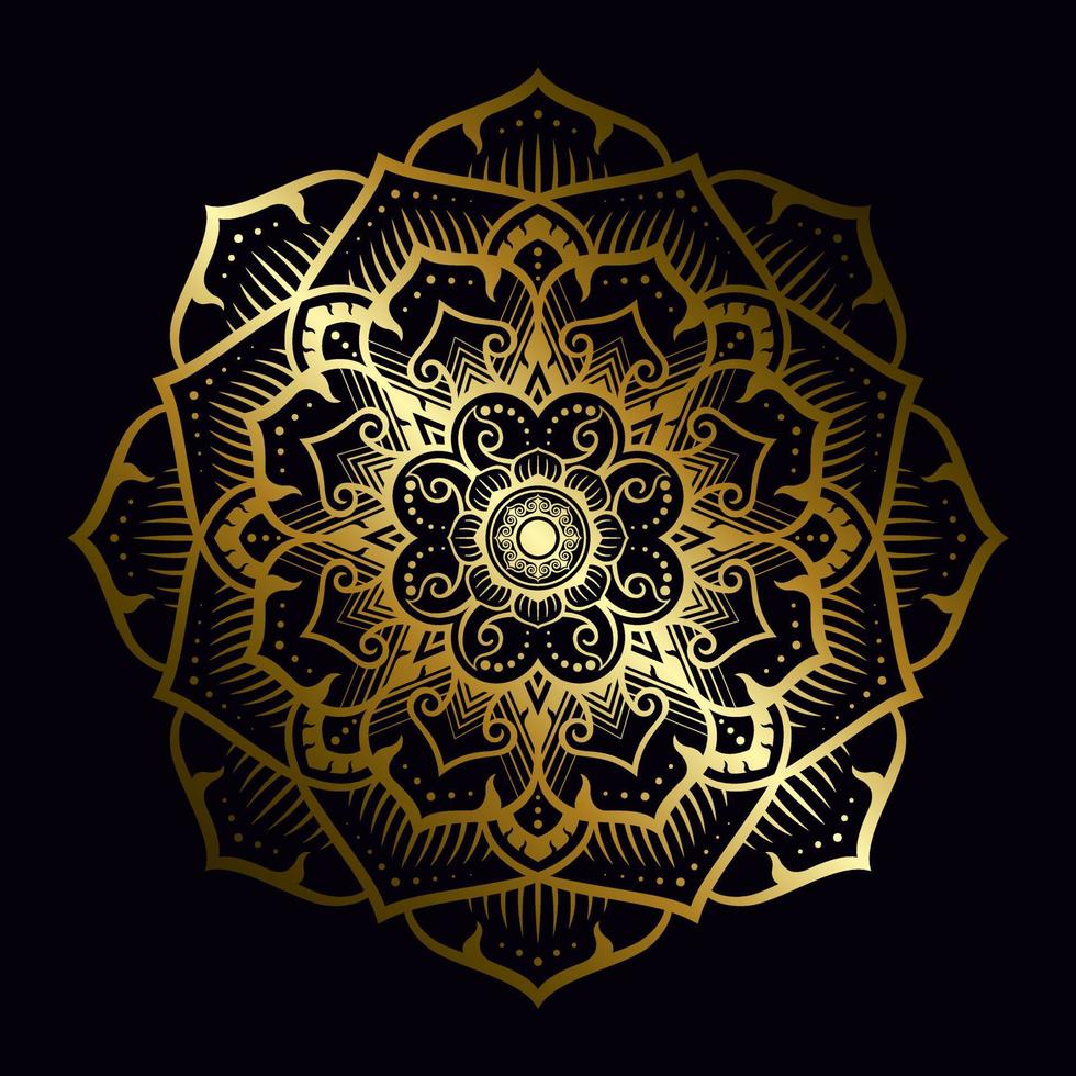 patrón de mandala aplicado al estilo de arte tailandés con degradado dorado vector