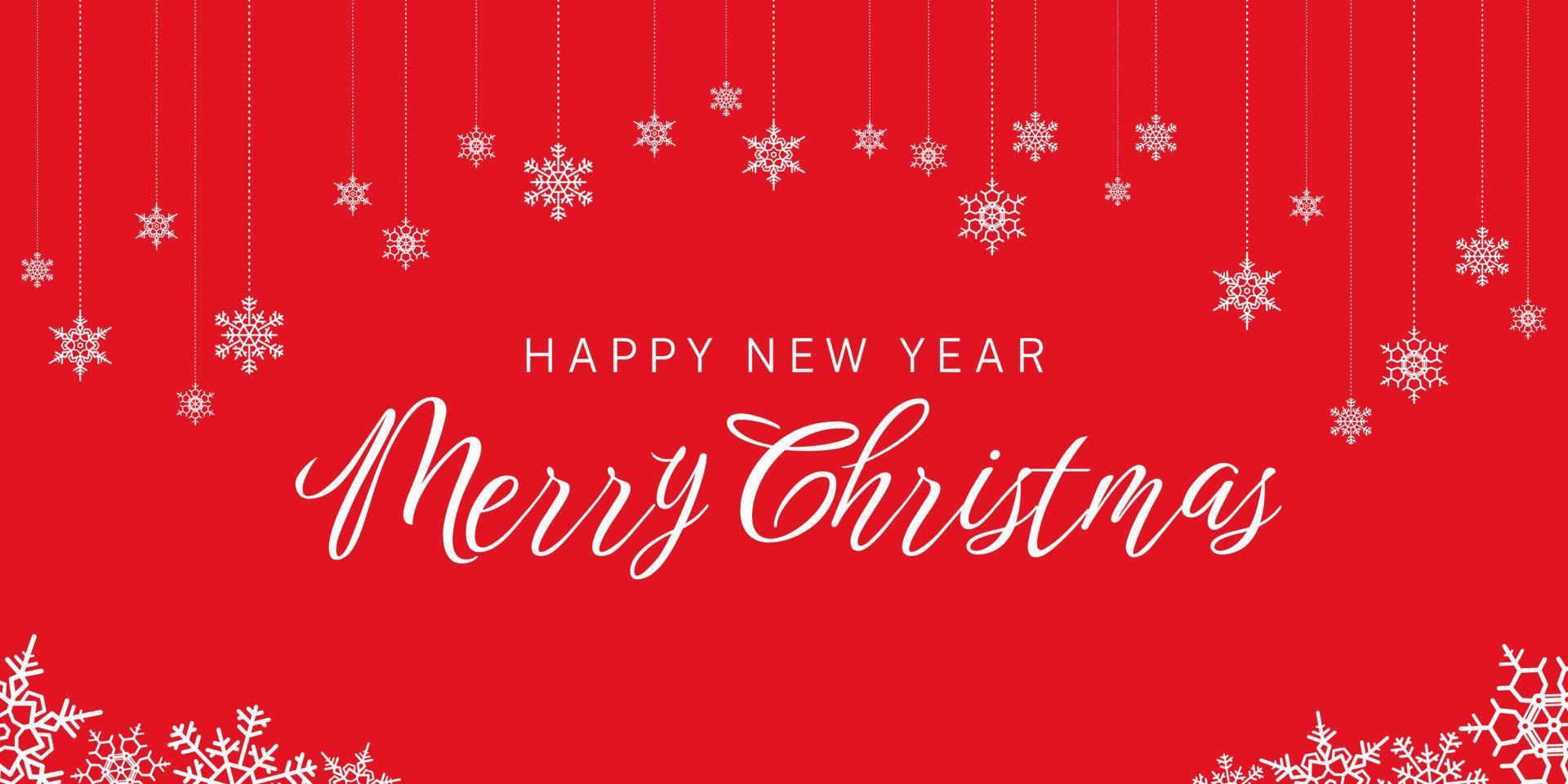 Happy New Year Merry Christmas Red Background vector