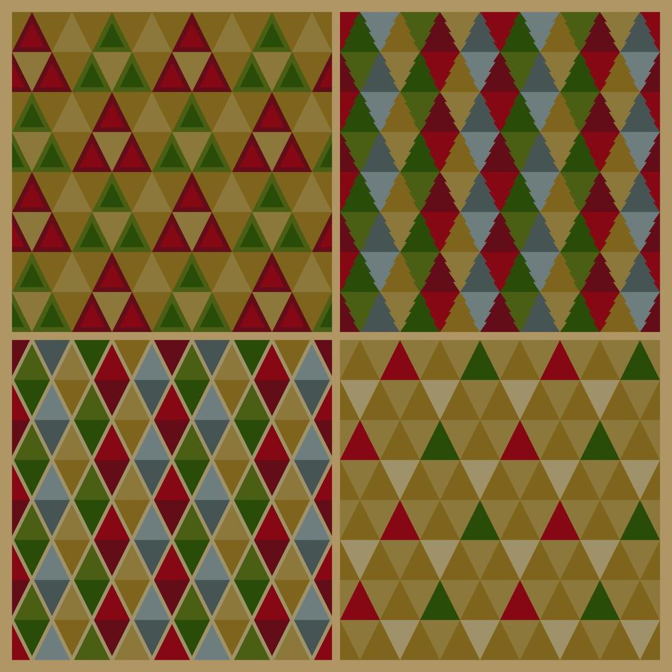 triángulo patrón conjunto feliz navidad fondo de pantalla vector