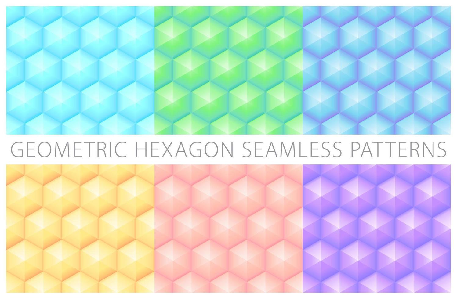Pastel Color Set Geometric Hexagon Seamless Patterns vector
