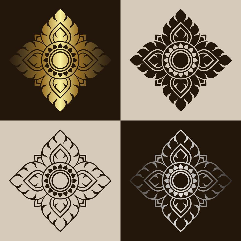 Traditional Thai Art Pattern Set Prajam Yam 4 vector