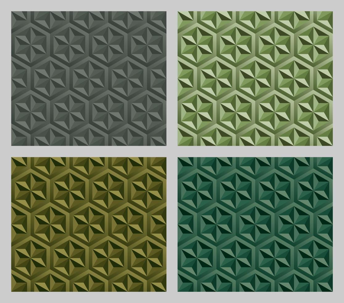 Geometric Hexagram Seamless Patterns Earth Tone Green Color vector