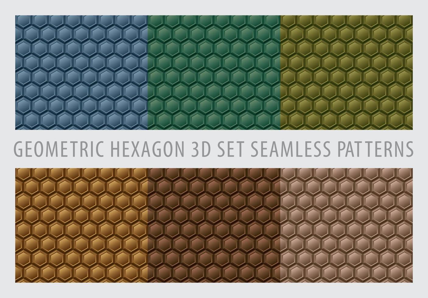 Geometric Hexagon 3D Set Seamless Patterns Color Earth Tone vector