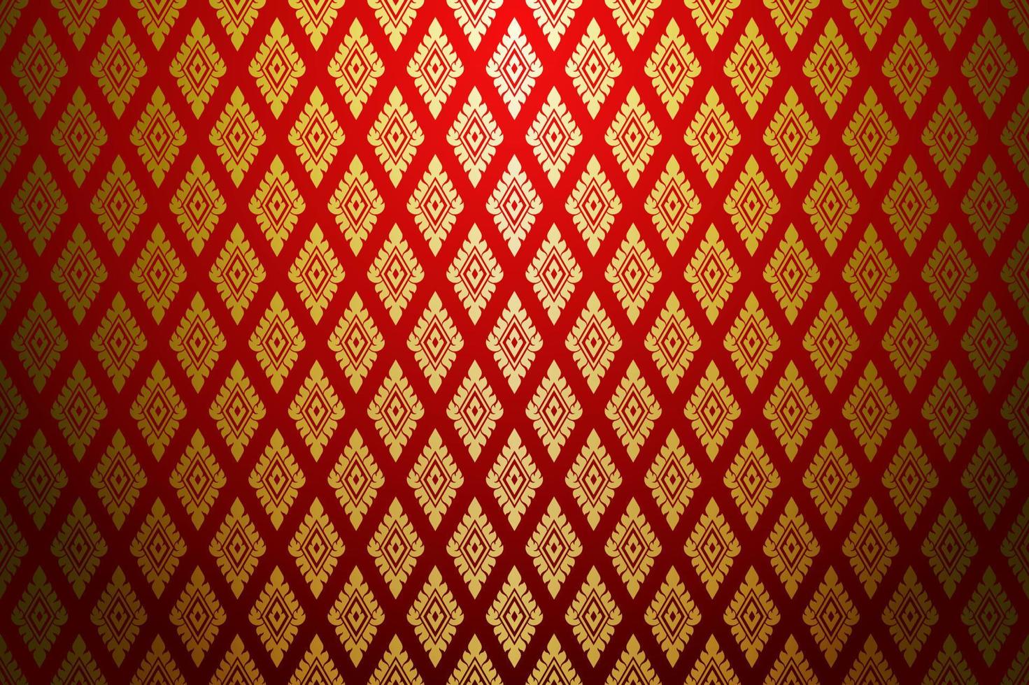 Damask style Thai art pattern background golden diamond shape vector