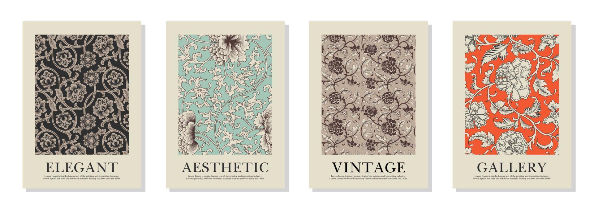 Wall art posters set, brochure, decoration, flyer templates. Organic botanical floral branches hand drawn design, wallpaper. Graphic vintage vector plants illustration, elegant background.