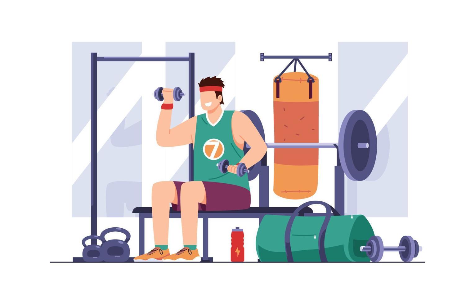 Men Workout in Gym vector