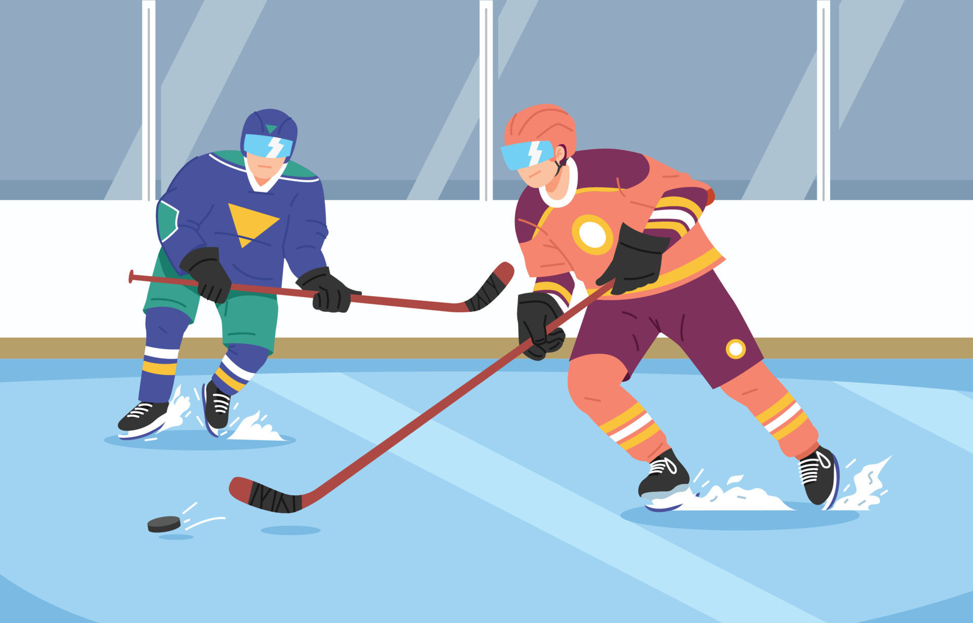 Men Playing Ice Hockey in Winter 15025856 Vector Art at Vecteezy