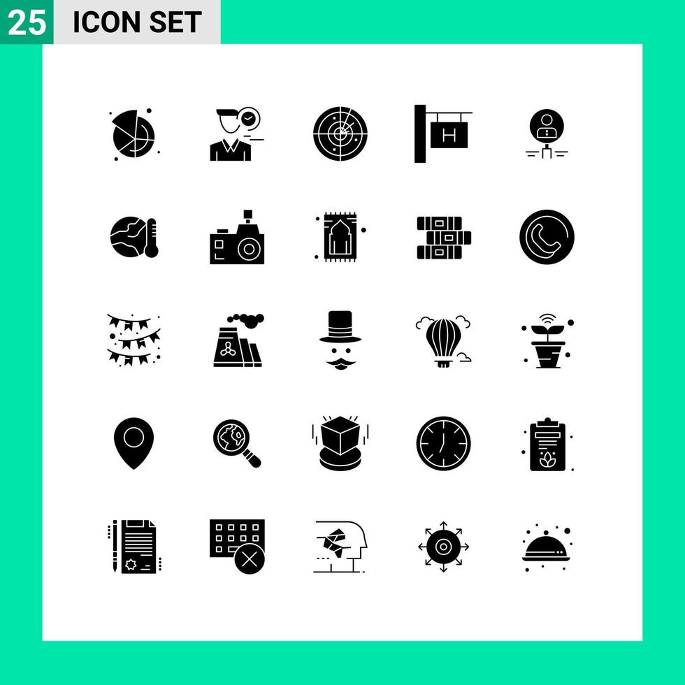 conjunto de 25 iconos de interfaz de usuario modernos símbolos signos para citas de vacaciones de vidrio tecnología de viaje elementos de diseño de vectores editables
