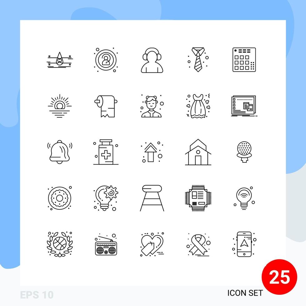 Modern Set of 25 Lines and symbols such as controller clothing avatar tie business Editable Vector Design Elements