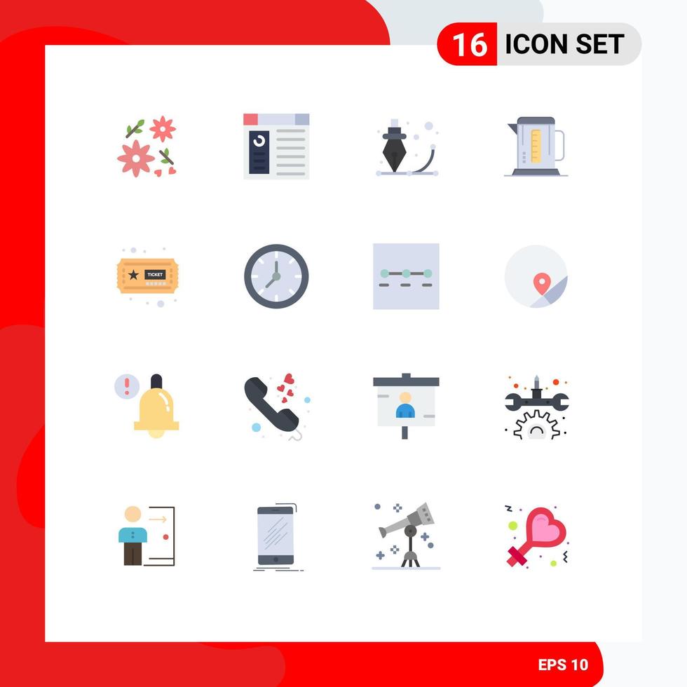 Mobile Interface Flat Color Set of 16 Pictograms of hobbies hotel design machine boiler Editable Pack of Creative Vector Design Elements