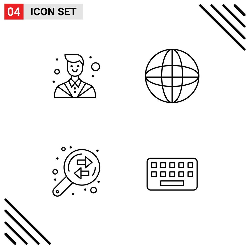 4 Universal Line Signs Symbols of attorney exchange lawyer world keyboard Editable Vector Design Elements