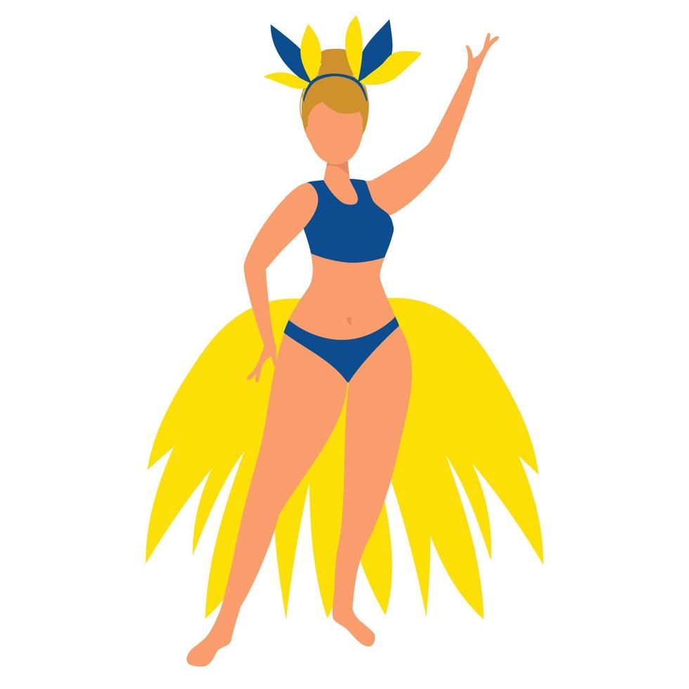 European woman in carnival costume with features. Vector illustration.