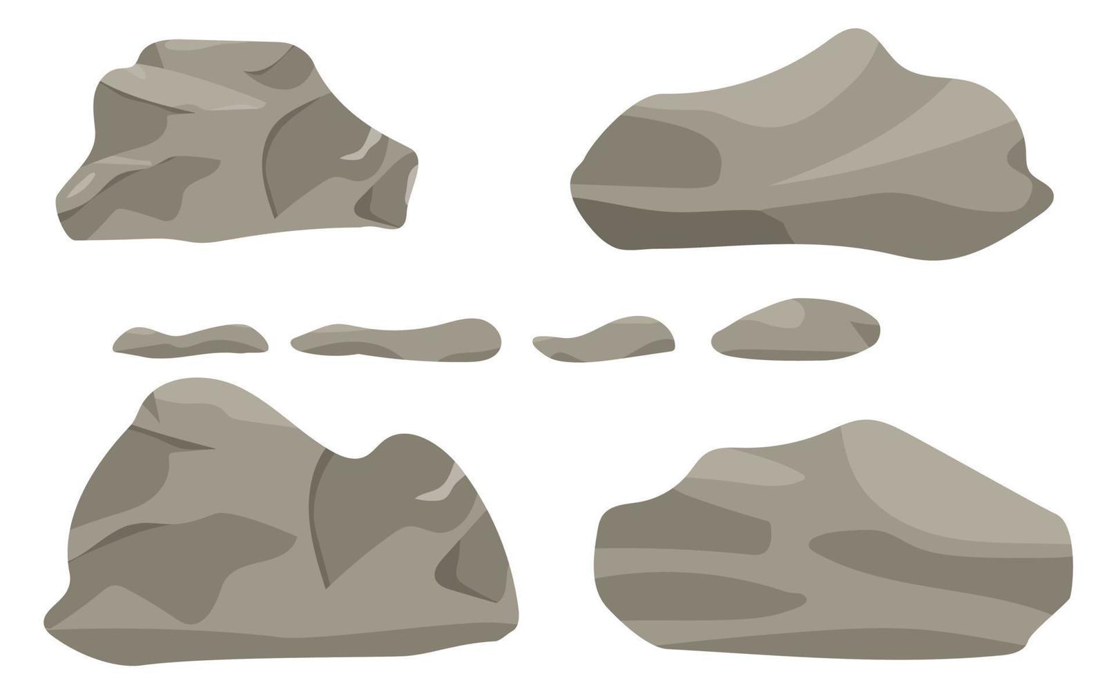 conjunto de piedra. piedras grandes y pequeñas. ilustración vectorial vector