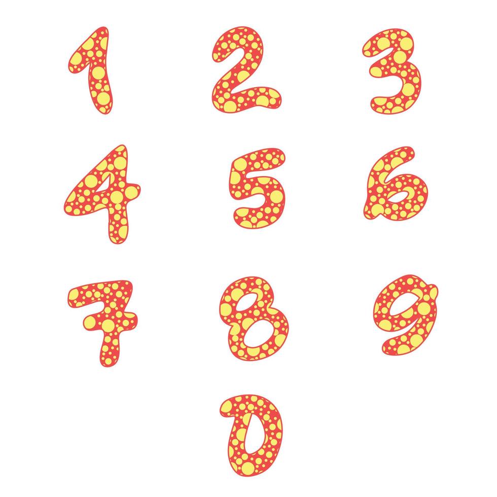 Numbers from 0 to 9 with circle. Vector illustration.