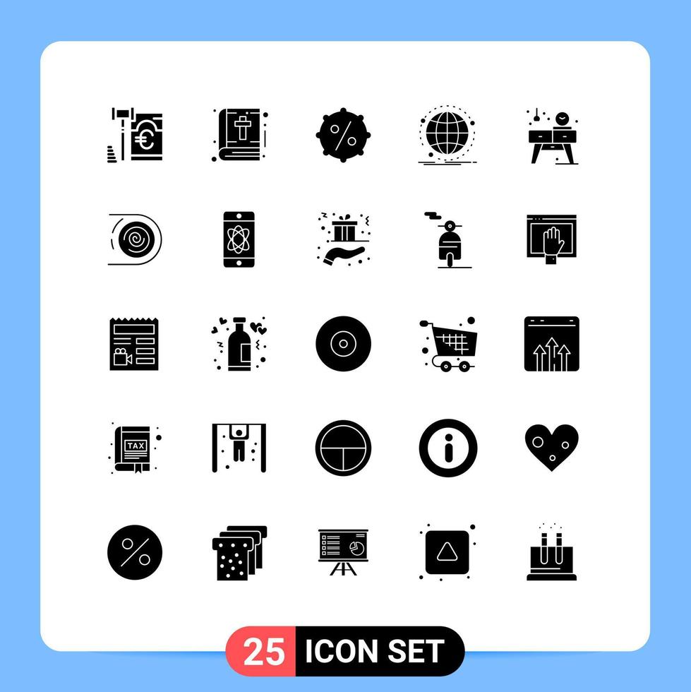 25 Universal Solid Glyphs Set for Web and Mobile Applications living web discount network global Editable Vector Design Elements