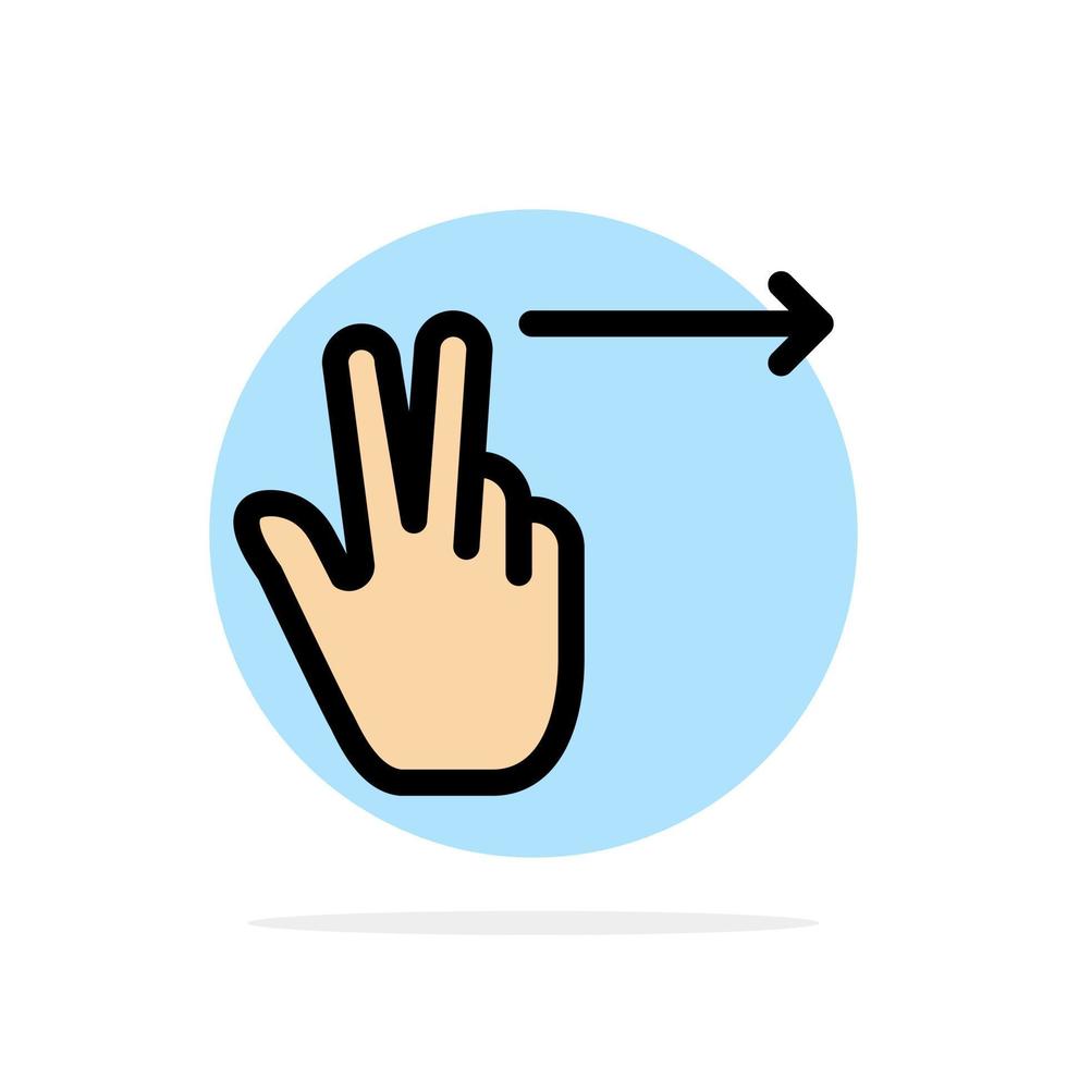 Fingers Gesture Right Abstract Circle Background Flat color Icon vector