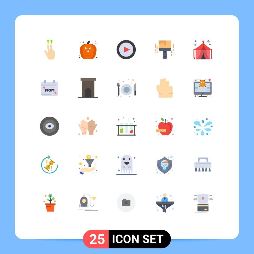 paquete de iconos vectoriales de stock de 25 signos y símbolos de línea para elementos de diseño vectorial editables en color de entretenimiento de carpa vector