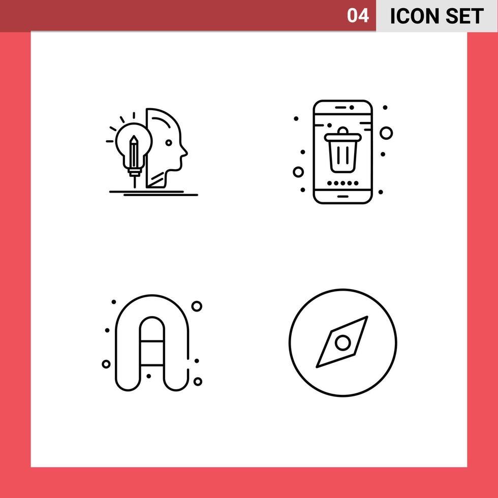4 Creative Icons Modern Signs and Symbols of user inflatable boat programming delete travel Editable Vector Design Elements