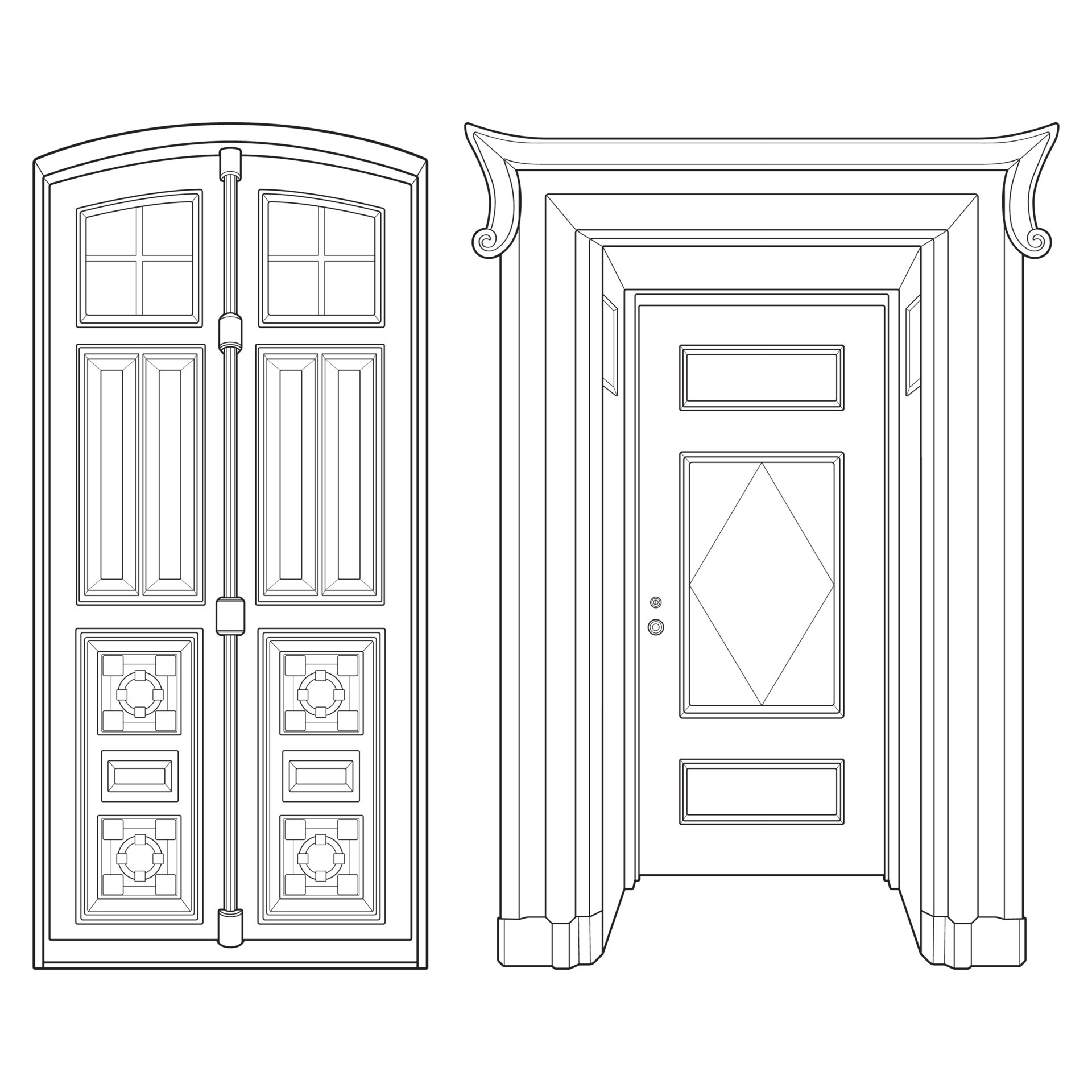 Set door technical drawing Collection interior doors technical drawing  classic interior doors  simple sketch for your  CanStock