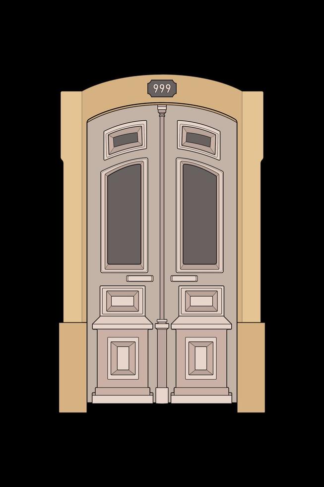 arte vectorial de puerta antigua. puerta antigua aislada en el fondo de bacl. puerta antigua en vector de estilo. para colorear libro