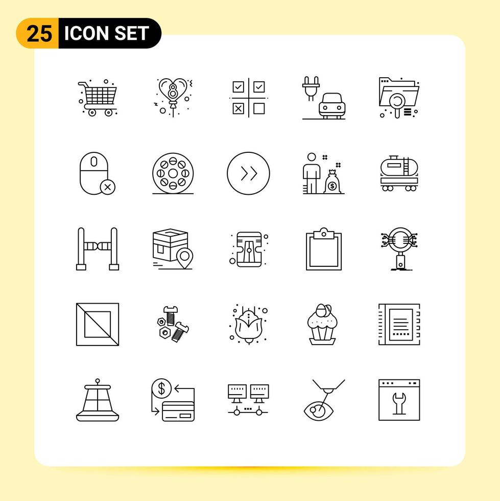 Stock Vector Icon Pack of 25 Line Signs and Symbols for extension data priorities analysis charge Editable Vector Design Elements